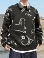Manfinity Hypemode Men's Dinosaur Patterned Round Neck Sweater