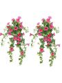 Artificial Flowers 2 Pcs Set, Vines Simulation Morning Glory Hanging Fake Green Plant for Home Garden Fence Stairway Outdoor Wedding Hanging Baskets Decor Yellow