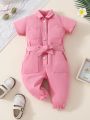 Baby Girl Short Sleeve Buttoned Romper