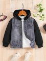 SHEIN Kids SUNSHNE Toddler Boys' Long Sleeve Hooded Casual Sports Jacket, Cute, Fashionable, Street Style, Autumn And Winter