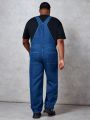 SHEIN Extended Sizes Men'S Plus Size Denim Overalls