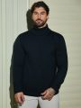 Extended Sizes Men's High Neck Solid Color Plus Size Sweater