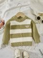 Baby Boy Two Tone Letter Patched Detail Cardigan