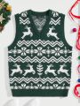 SHEIN Men Christmas Pattern Sweater Vest