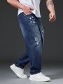 Men Plus Ripped Straight Leg Jeans
