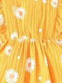 SHEIN Baby Girl Daisy Print Ruffled Hem Dress