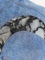 LOVING U Contrast Lace Colorblock Denim Jacket