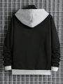 Men's Zipper Hoodie With Contrast Color Design