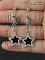 Goth 1 pair European And American Gothic Style Black Dripping Oil Rhinestone Star Pendant Earrings