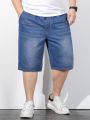Manfinity Men Drawstring Waist Bermuda Denim Shorts