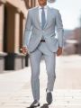 Men's Notch Lapel Single Breasted Suit Jacket And Pants Set