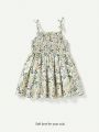 Cozy Cub Baby Girl Floral Pattern Waist Cinched Spaghetti Strap Dress