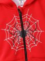 Baby Girl Spider Web Print Zip Up Hooded Jacket