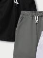 SHEIN Kids EVRYDAY Tween Boys' Tween 3pcs Casual Comfortable Elastic Waist Shorts With Drawstring