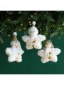 1pc Christmas Creative White Plush Five-pointed Star Bell Doll Ornament For Christmas Tree Decoration