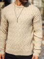 Manfinity Homme Men's Solid Color Twisted Flower Knitted Sweater