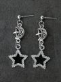 Goth 1 pair European And American Gothic Style Black Dripping Oil Rhinestone Star Pendant Earrings