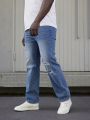 Manfinity Homme Men's Plus Size Water-washed Ripped Jeans