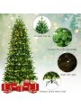 Costway 8FT Pre-Lit Hinged Christmas Tree 3402 PE & PVC Tips w/ 620 Lights & Foot Switch