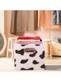 2Pcs Storage Cubes Set Cow Print Large Cotton Linen Storage Bins Boxes Baskets with Handles Foldable Closet Shelf Organizer Container for Home Office