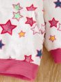 Baby Girls' Plush Long Sleeve Colorful Star Print Jacket