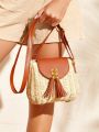 SHEIN VCAY Tassel Decor Flap Crossbody Bag