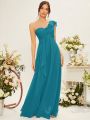 SHEIN One Shoulder Ruffle Trim Bridesmaid Dress
