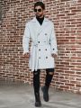 Manfinity Homme Men's Plus Size Double Breasted Belted Trench Coat Jacket