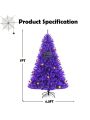 Costway 7ft Pre-lit Purple Halloween Christmas Tree w/ Orange Lights Pumpkin Decorations