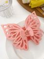 1pc Large Double Layer Hollow Out Butterfly Hair Clip For Women, Shark Style Matte Hair Claw Styling Tool