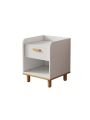 Modern White Modern Nightstand, 2-Tier Side Table with Drawer and Storage Shelf, Bedside Table End Table, Modern Night Stand for Bedroom, Home Office,White