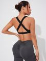 Women's Solid Color Twist Knot Sports Bra