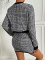 SHEIN Essnce Plaid Cropped Top And Skirt Set