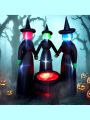 6 FT Tall Halloween Inflatable Three Witches Around Cauldron with Flame Light Inflatable Yard Decoration Blow Up Inflatables with Build-in LEDs for Halloween Party Indoor, Outdoor Decorations
