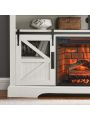 60 Inch Electric Fireplace Entertainment Center With Door Sensor-Jasmine white color
