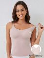 Women'S Shell-Trimmed Basic Camisole Top With Removable Breast Pads