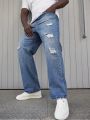 Manfinity Sporsity Men's Plus Size Ripped Straight Jeans