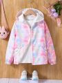 SHEIN Kids Nujoom Tween Girls' Rainbow Cloud Hooded Jacket