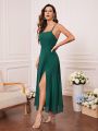 Solid Split Thigh Cami Bridesmaid Dress
