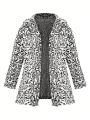 Women'S Plus Size Leopard Print Front Open Jacket