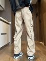 Manfinity EMRG Men'S Solid Color Flap Pocket Casual Cargo Pants