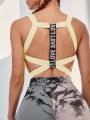 High Support Letter Tape Backless Sports Bra