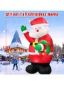 12 FT Giant Christmas Inflatable Santa Outdoor Yard Decorations, Huge Blow up Santa Claus with Wreath Built-in LED Lights Outside Waterproof Xmas Decor for Party Garden Hall Plaza Office