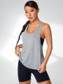 Slogan Graphic Racer Back Sports Tank Top Without Tube Top