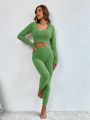 SHEIN Essnce Scoop Neck Crop Sweater & Knit Pants