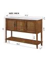 Entryway Table with Artificial Stone Look Tabletop, 47'' Farmhouse & Modern Console Table with Storage, Rustic Sofa Table with Open Shelf for Entry Way, Hallway, Living Room, Oak