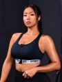 Yoga High Street Plus Size Letter Design Front Zipper Sports Bra