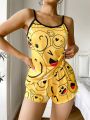 Women's Cartoon Printed Camisole Pajama Set