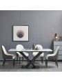 Montary Marble Dining Table with 6 Pcs Chairs, 63