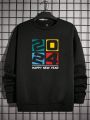 Manfinity Homme Loose Fit Men's Plus Size New Year Slogan Printed Sweatshirt
